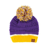 C.c Team Color Ribbed Beanie With Pom Winter Hat
