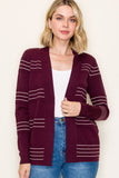 Stitch Striped Long Sleeve Cardigan