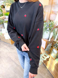 Fleece Sweatshirt With Strawberry Embroidery