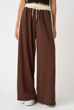 Cloud Knit Contrast Stripe Wide Leg Lounge Pants