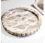 12" Beige Marble Scallop Edge Tray