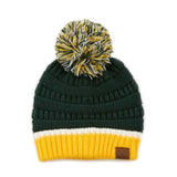 C.c Team Color Ribbed Beanie With Pom Winter Hat
