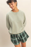 Mineral Washed Crew Neck Raglan Sleeve Sweatshirt