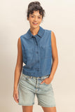 Sleeveless Button-up Top