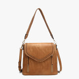 Lorelei Double Zip Crossbody – Whipstitch Trim | Caramel