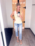 Scoop Neck Contrast Bow Tie Tank