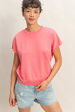 Crew Neck Short Dolman Sleeve Top