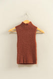 Ribbed Sleeveless High Neck Knit Top