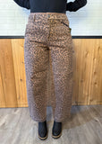 Slouchy Crop Barrel Leopard Print Pants-Stretchy