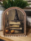 Arch Top Halloween Books Framed Art