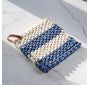 Cream/blue Stripe Knit Pot Holder