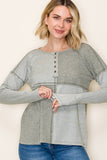 Half Button Color Block Top