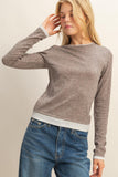 Long Sleeve Contrasting Combined Top