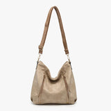 Mina Distressed Hobo Bag | Warm Grey/brown