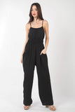 Front Pintuck Detail Solid Woven Jumpsuit