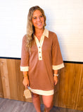 Buttery Soft Brushed Modal Collared Color Block Shift