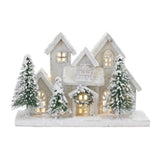 Led Houses 12.5"l X 8"h Wood 3 Aa Batteries, Not Included Usb Cord Included
