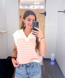 Cloudy Knit Stripe Collared Top