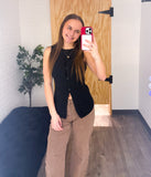 Round Neck Button Down Sleeveless Knit Vest