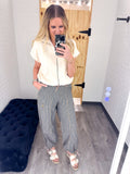 Elastic Waist Vintage Washed Stripe Pants