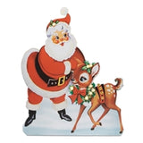Led Santa And Deer 19"L X 24"H Iron 3 Aa Batteries Not Included