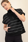 Modal Poly Stripe Quarter Zip Pullover