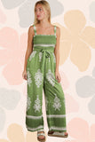 Boho Printed Smocking Detailed Jumpsuit