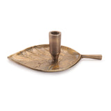 Leaf Taper Candle Holder 8l X 3h Aluminum