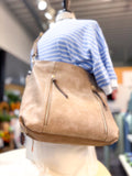 Mina Distressed Hobo Bag | Warm Grey/brown