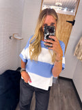French Terry Color Block Exposed Seam Top