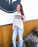 Round Neck Long Sleeve "whiskey Weather" Lt Weight Sweater