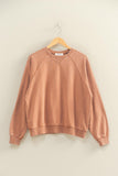 Mineral Washed Crew Neck Raglan Sleeve Sweatshirt
