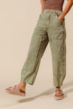 Mineral Washed Mid Rise Barrel Shape Pants