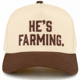 He's Farming Letter Embroidered Two Tone Trucker Hat