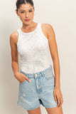 Cloud Wash Ribbed Knit Camo Tank