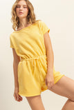 Cap Sleeve Drawstring Waist Romper
