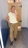 High Rise Crop Barrel Leopard Cuffed Jeans