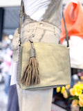 Sabrina Two Tone Crossbody – 3 Compartment Bag | Suede Olive