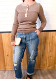 Contrast Diamond Stitch Pattern Thermal Top