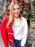 Holly Jolly Cloudy Knit Graphic Long Sleeve Top