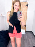 Round Neck Button Down Sleeveless Knit Vest