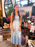 Tied Strap Smocked Long Dress
