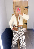 Ribbed Knit Contrast Cardigan Sweater