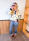 Half Zip With Polka Dots