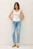 Basic Ribbed Scoop Neck Tank With Raw Seam