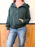 Modal Poly Span Quarter Zip Hoodie Jacket