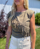 Suede Fringe Detail Top