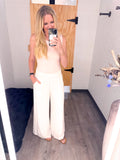 Heavy Gauze Wide Smock Waist Wide Leg Pants