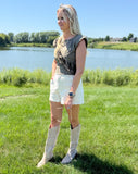 Embroidered Scalloped Hem Shorts