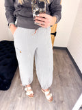 Elastic Waist Vintage Washed Stripe Pants
